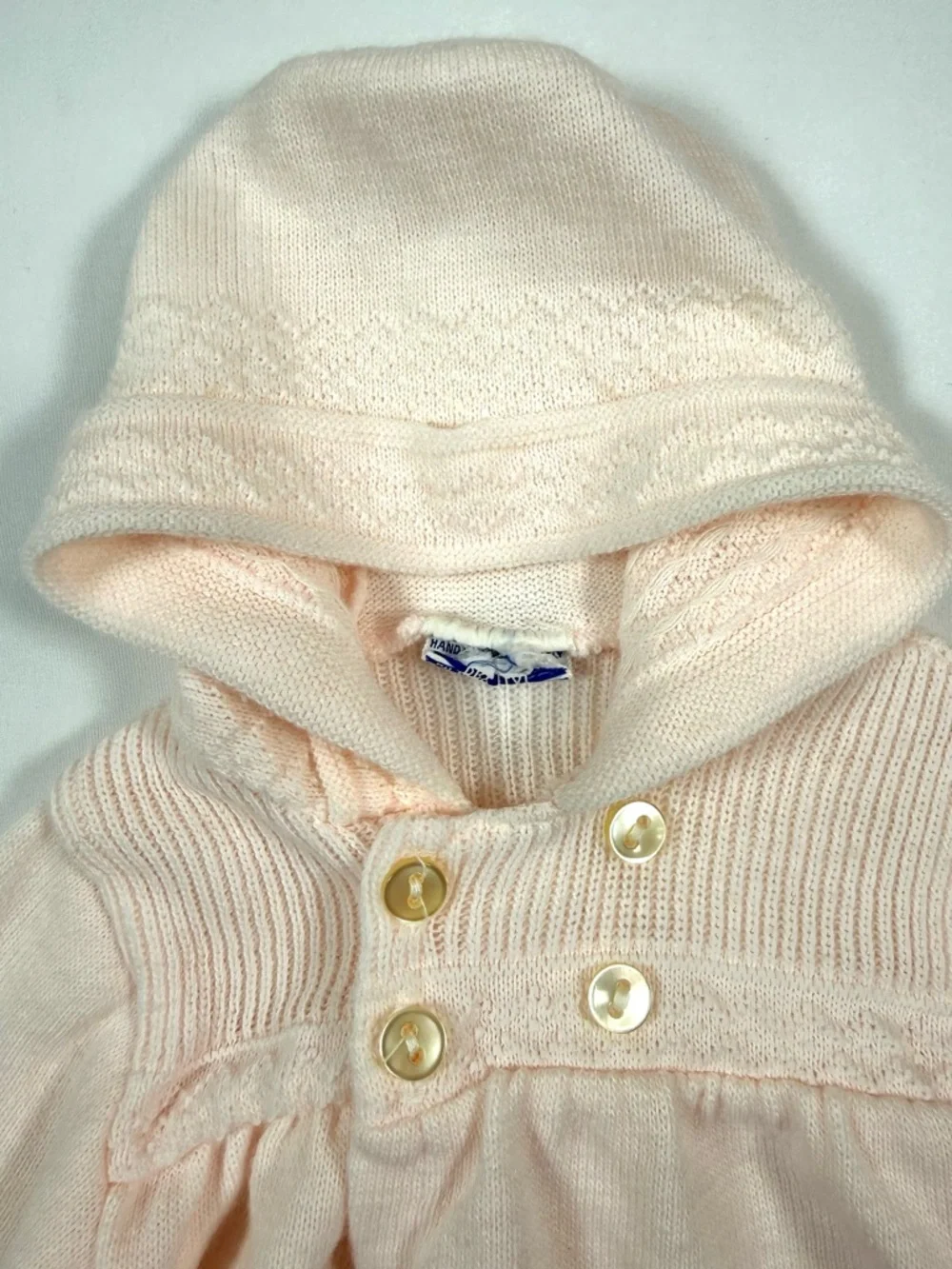 VINTAGE SEARS Girls Hooded‎ Knit Sweater Jacket 3-6 Months Cottagecore Heirloom